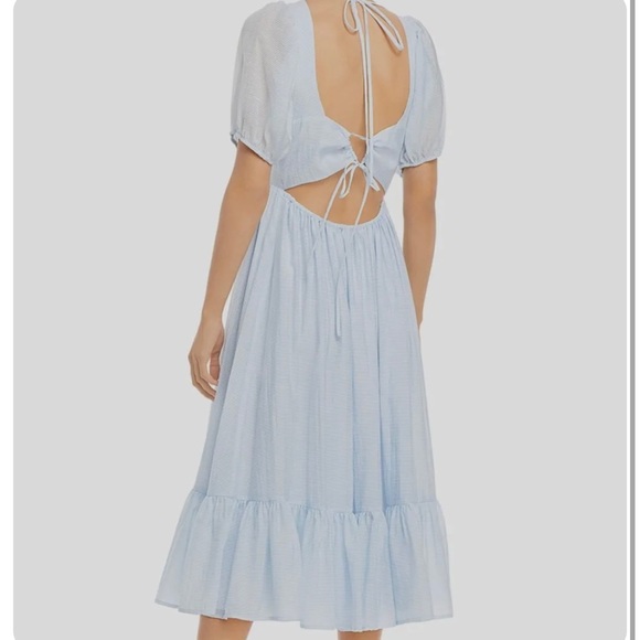 NWT Wayf tie back puff sleeve midi dress - Picture 2 of 7